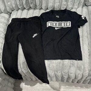 Nike Black Kids Tee and Joggers Set with White Swoosh